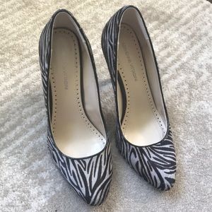 A Vittadini Zebra Print Faux Fur Pumps Size 6.5